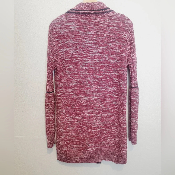 Volcom Nord It Up Skater Duster Cable Knit Long Cardigan Sweater Burgundy Medium - Picture 9 of 11